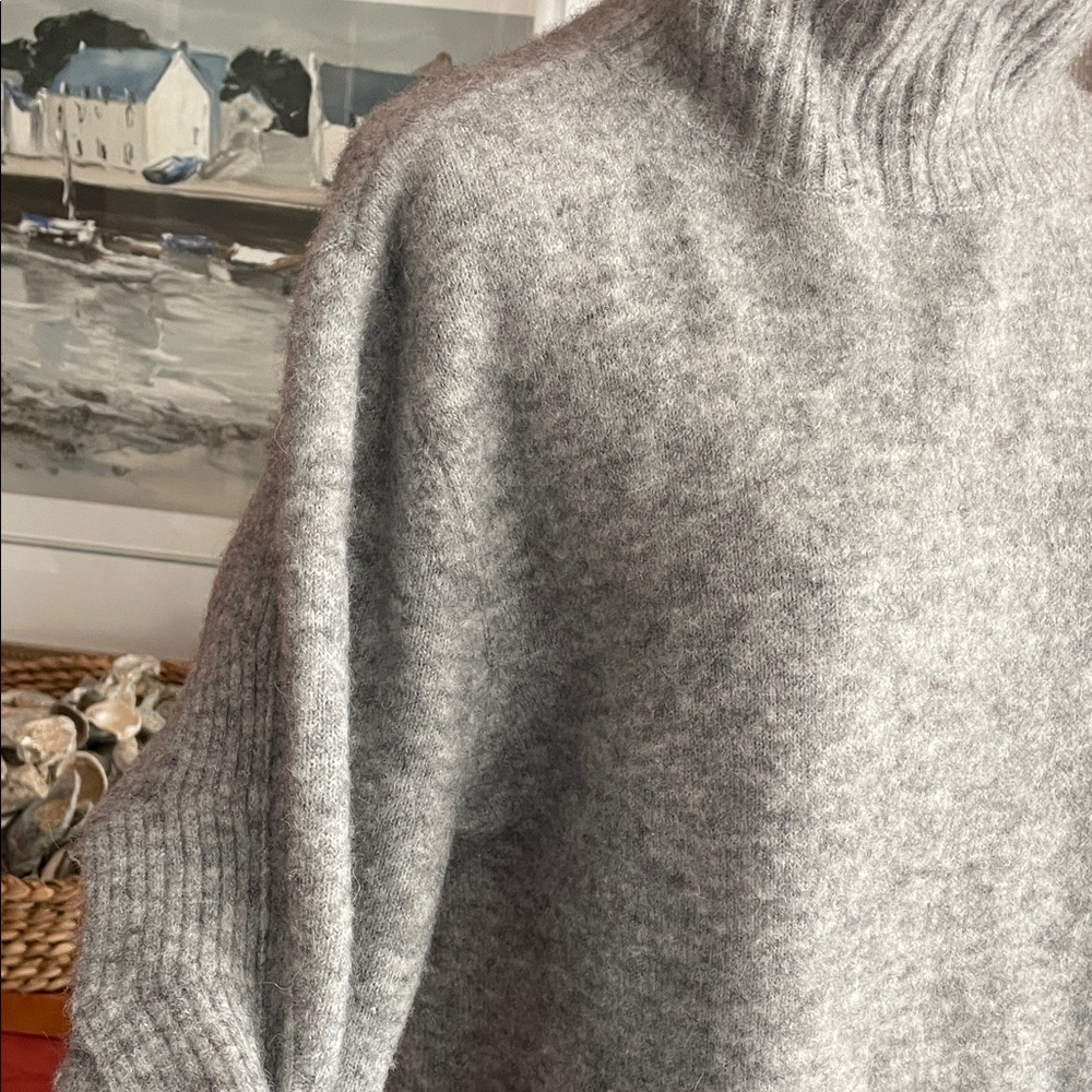 Phillip Lim 3.1 Cozy Light Gray Turtleneck Ruffle Sweater Large - Picture 6 of 13